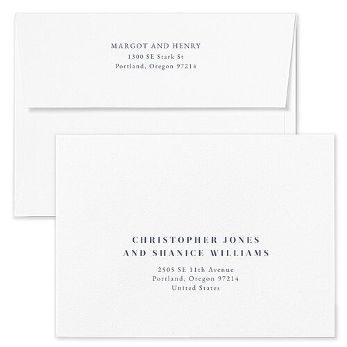 Classic Monogram Save The Date Card Envelopes Rose Midnight Navy Both Recipient and Return Addresses Signature Standard