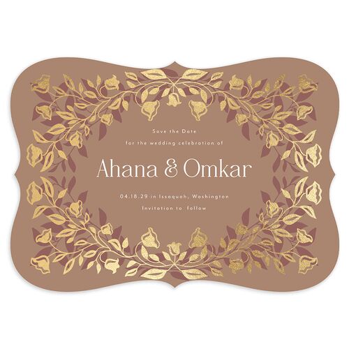 Rustic Nouveau Save the Date Cards Gold Fawn Signature smooth Blank No Bracket