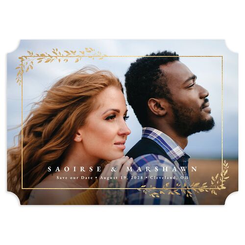 Delicate Frame Save the Date Cards Gold Licorice Signature smooth Blank No Ticket