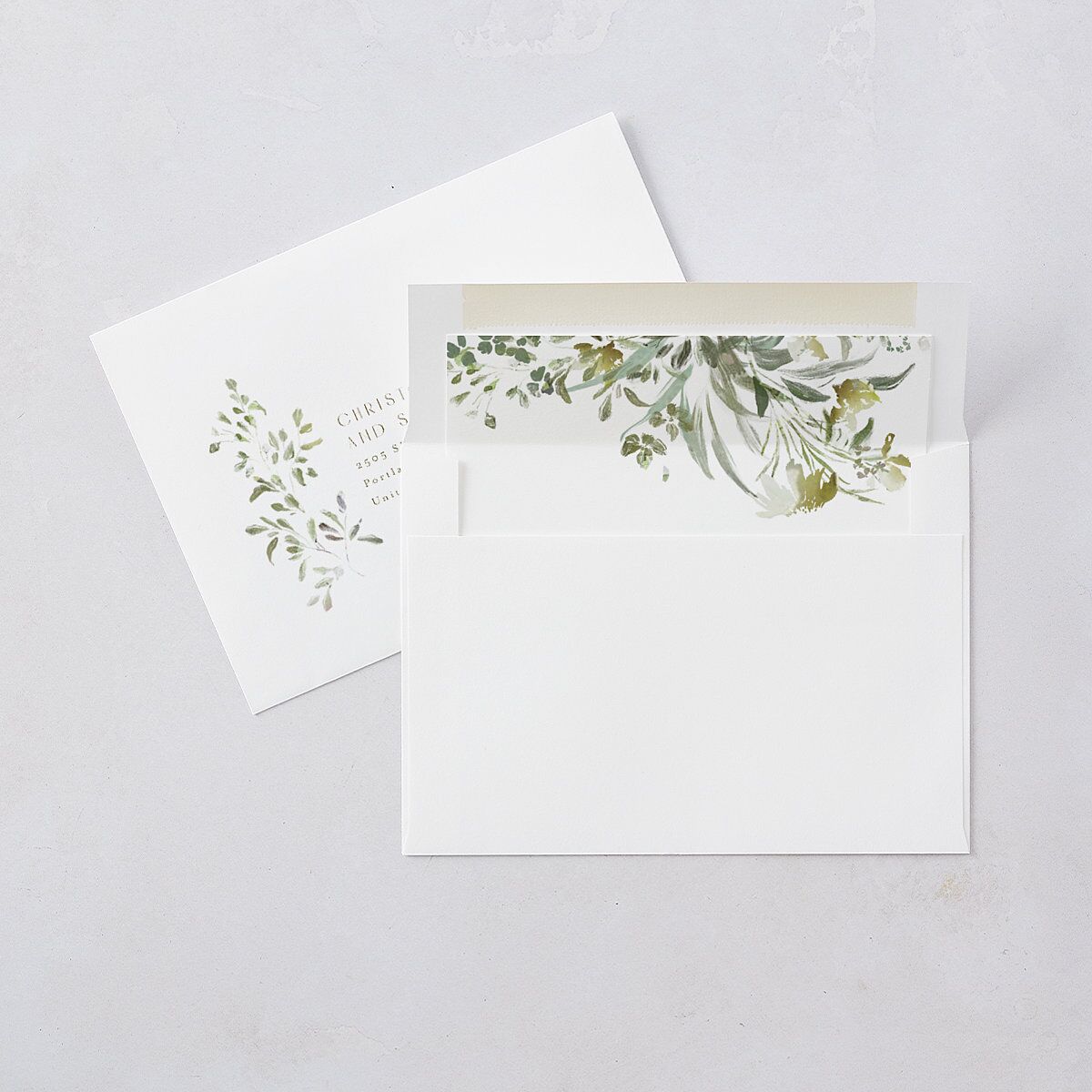 Gilded Greenery Save The Date Cards Gold Pure White Signature smooth Blank No Standard