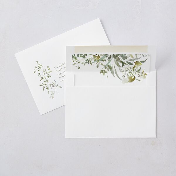 Gilded Greenery Save The Date Cards Gold Pure White Signature smooth Blank No Standard