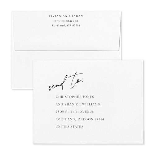 Just Love Thank You Card Envelopes White Sheer Lilac Both Recipient and Return Addresses Signature Standard