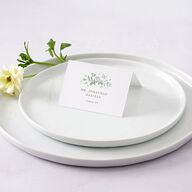 Elegant Rose Crest Place Cards Deep Olive Signature
