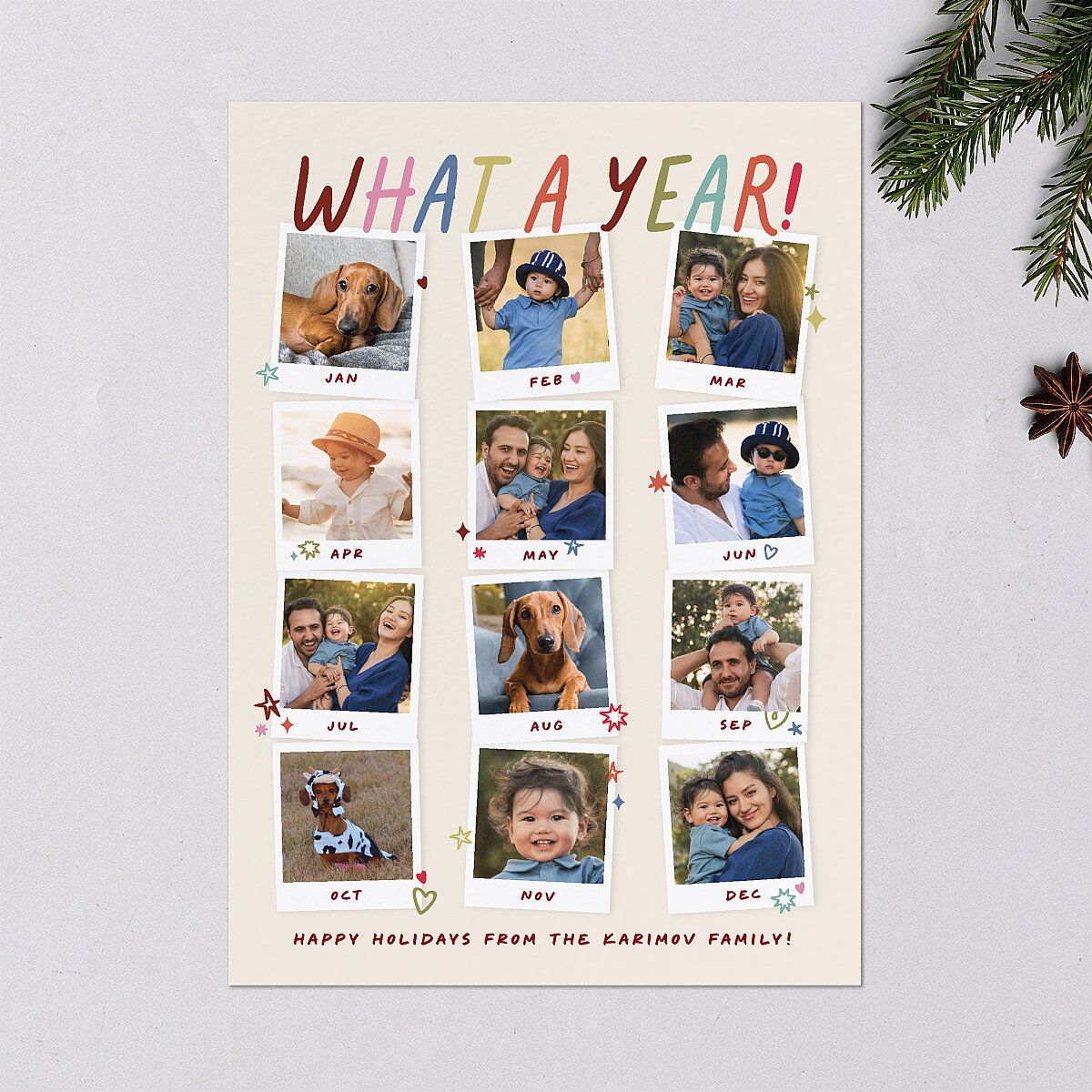 What a Year Photo Gallery Holiday Cards Maroon Signature Blank Standard