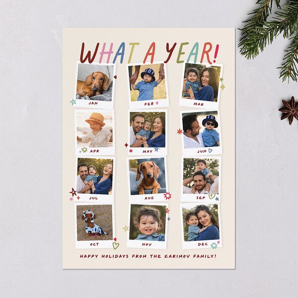 What a Year Photo Gallery Holiday Cards Maroon Signature Blank Standard