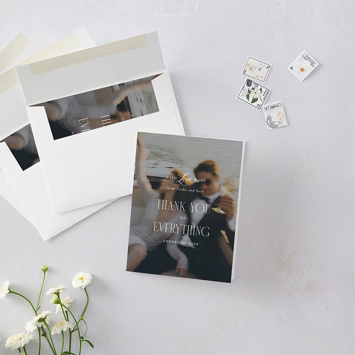 Cosmopolitan Photo Thank You Cards Champagne