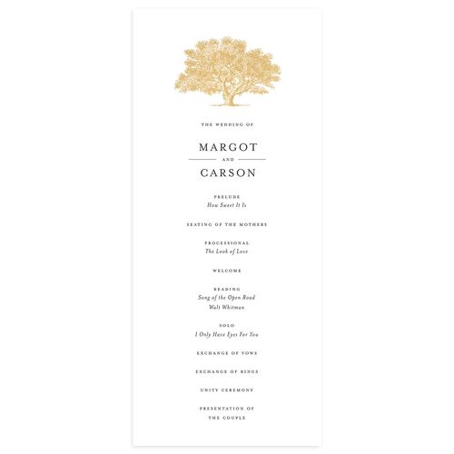 Southern Oak Tree Foil Wedding Programs Gold Pure White Signature