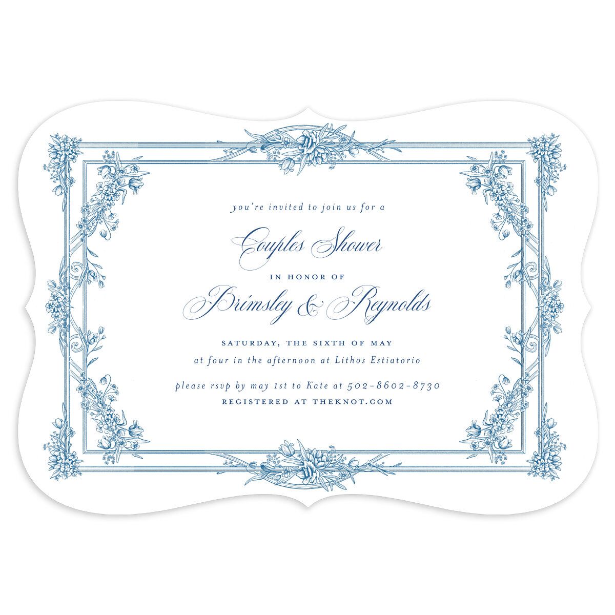 Elegant Antique Toile Frame Bridal Shower Invitations by Bridgerton