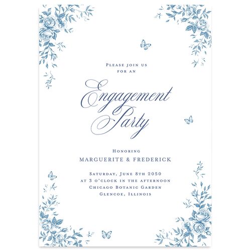 Elegant Rose Crest Engagement Party Invitations Sapphire Signature Blank Standard