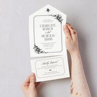 Old Money Botanical All-in-One Wedding Invitations Pure White Signature Light Both Recipient and Return Addresses No