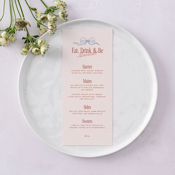 Modern Delicate Bows Menus Jewel Red Signature
