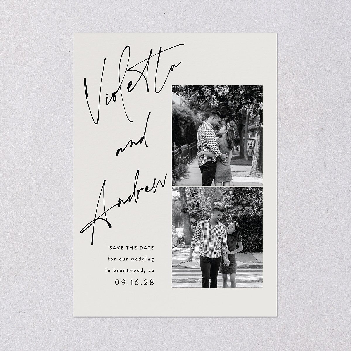 Signed Save The Date Cards Licorice Signature smooth Blank No