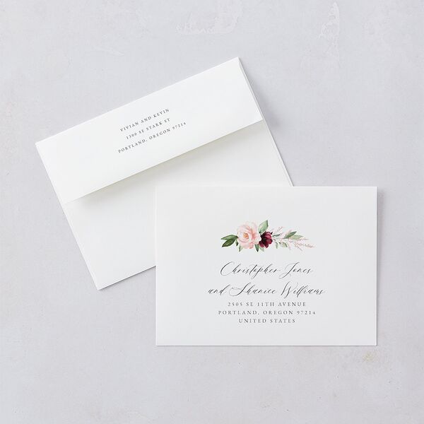 Beloved Floral Bridal Shower Invitations Dark Berry Signature Blank Standard