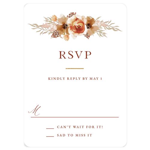 Bohemian Arch Foil Wedding Response Cards Gold Rust Signature Rounded