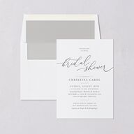 Romantic Calligraphy Bridal Shower Invitations Silver Signature Blank Standard
