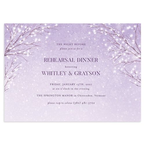 Snowflake Branches Rehearsal Dinner Invitations Lilac Signature Blank Standard