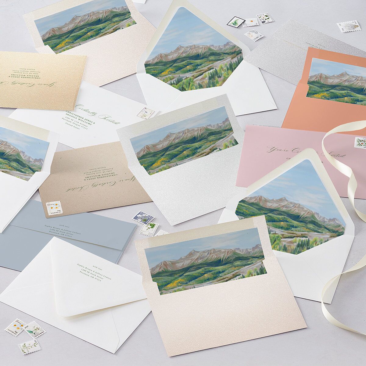 Romantic Floral Mountain Wedding Invitations Meadow Signature Blank Standard No