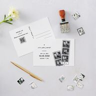 Hand Drawn Photo Strip Save the Date Postcards Pure White