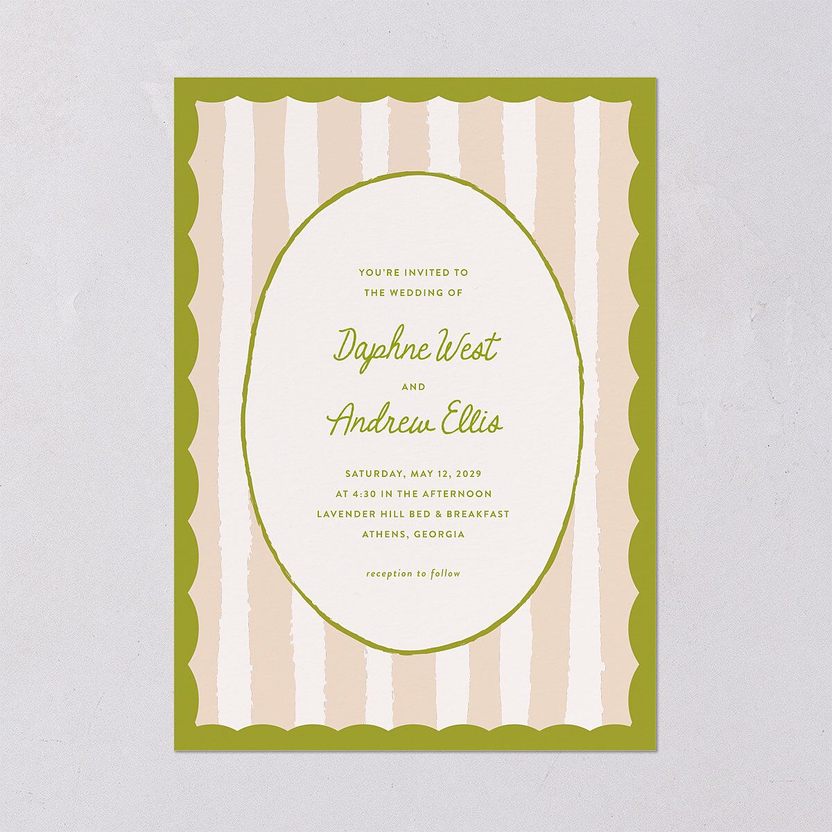 Eclectic Painted Stripes Wedding Invitations Pear Signature Blank No Standard