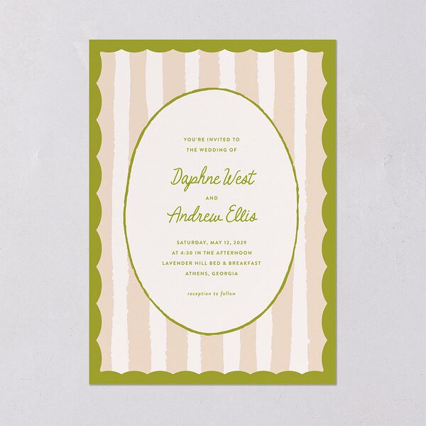 Eclectic Painted Stripes Wedding Invitations Pear Signature Blank No Standard