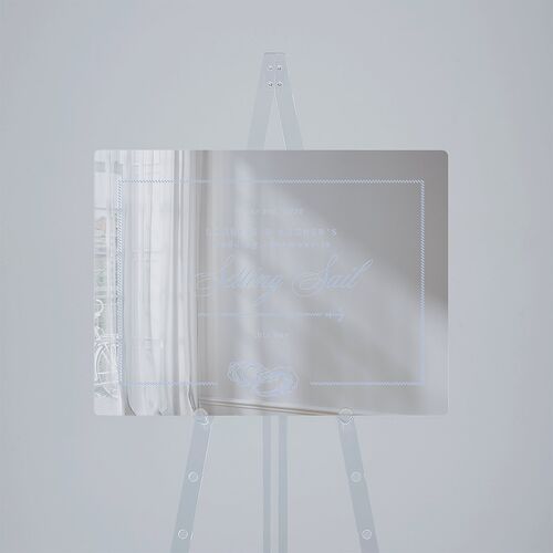 Coastal Oysters and Anchors Mirrored Acrylic Direction Sign Medium Sea Blue Mirrored Acrylic M Direction Standard