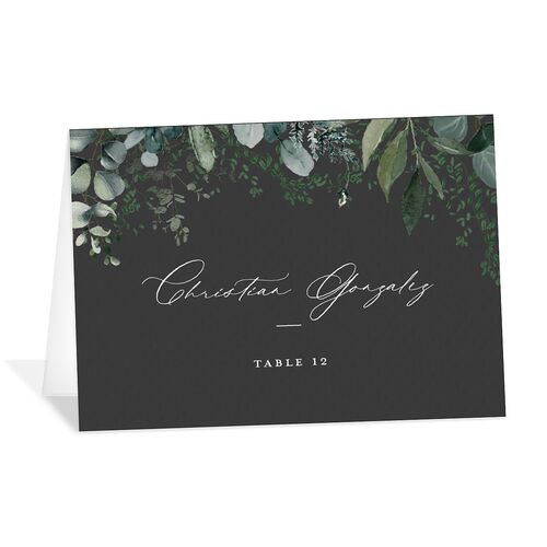 Gorgeous Greenery Place Cards Charcoal Signature