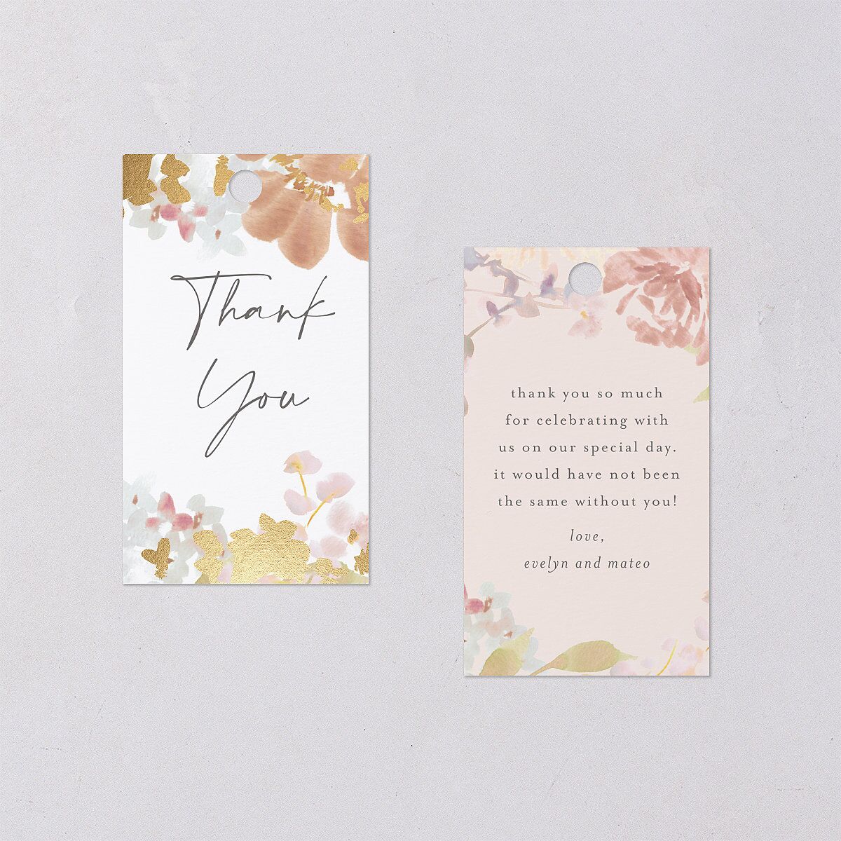 Hydrangea Garden Favor Gift Tags Gold Pink Cotton Signature