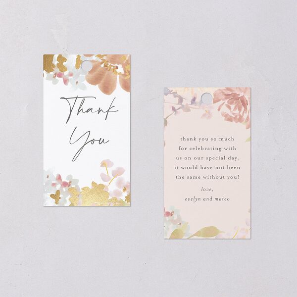 Hydrangea Garden Favor Gift Tags Gold Pink Cotton Signature