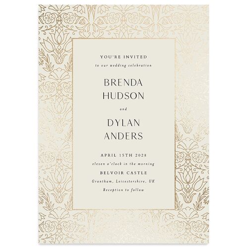 Ornate Regency Wedding Invitations Gold Bisque Signature Blank No