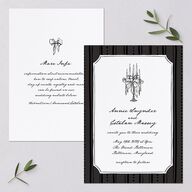 Vintage Candelabra with Bow Wedding Invitations Charcoal Signature Blank No Standard