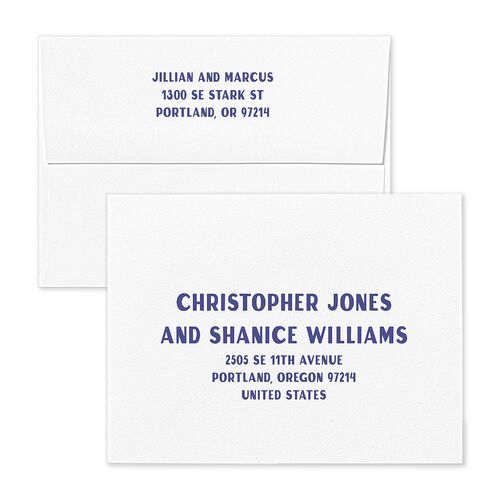 Retro Photo Postcard Inspired Save the Date Petite Card Envelopes White Sapphire Both Recipient and Return Addresses Signature Standard