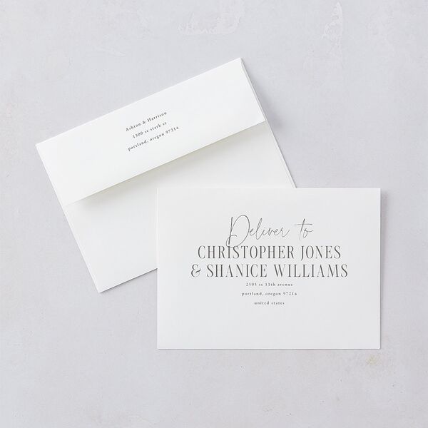 Timeless Lockup Save the Date Cards Pure White Signature smooth Blank No Standard
