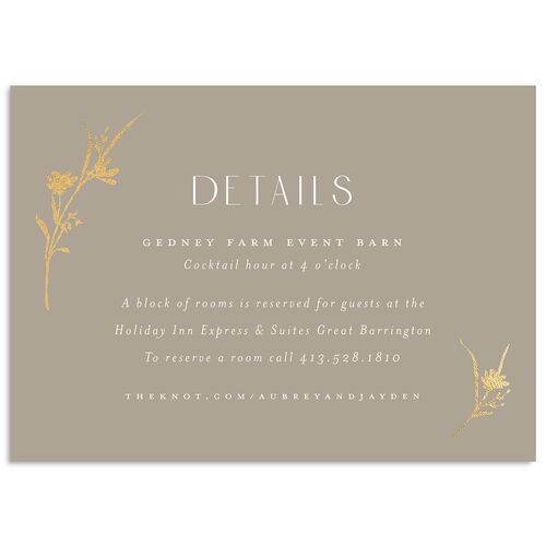 Minimal Wildflower Wedding Event Detail Cards Gold Fawn Signature Standard