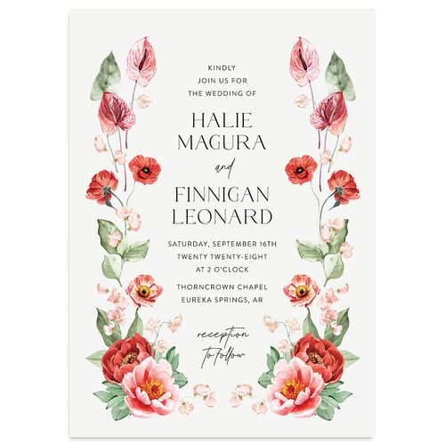 Whimsical Maximalist Floral Wedding Invitations Jewel Red Signature Blank No