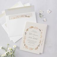 Leafy Garland Foil Wedding Invitations Gold Champagne Signature Blank No Standard