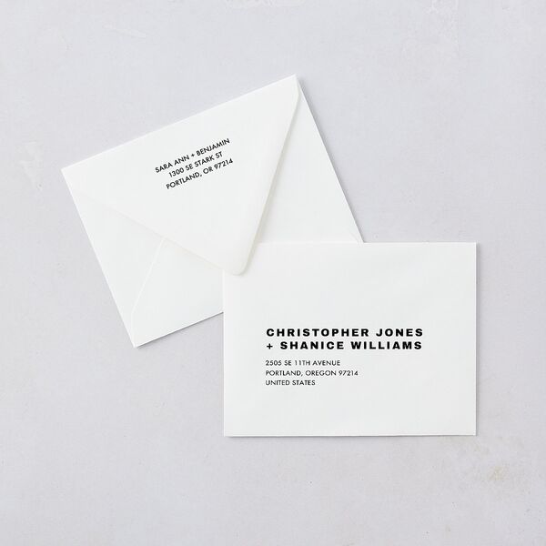 Cinematic Love Story Save the Date Magnet Euro Envelopes Pure White White Both Recipient and Return Addresses Luxe Signature