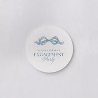 Vintage Bow Engagement Party Coasters Regency Blue Cardboard Circle