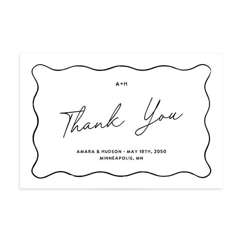 Hand Drawn Wavy Border Thank You Postcards Pure White