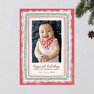 Happiest Hand Drawn Border Holiday Cards Scarlet Signature Blank Portrait  Standard