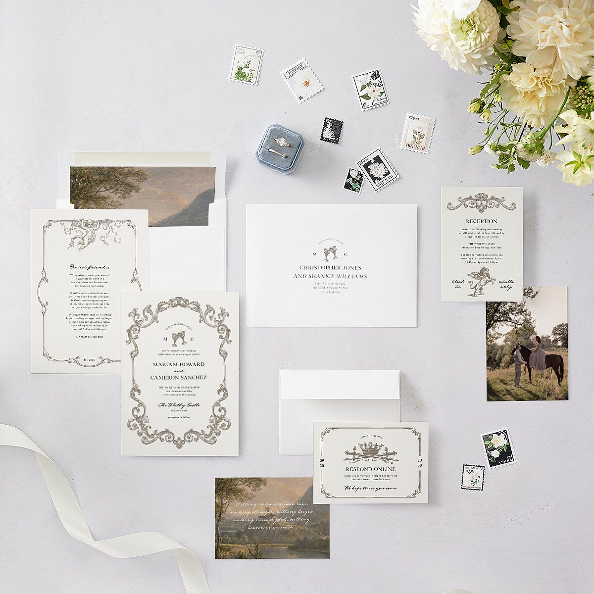 Romantic Fantasy Wedding Invitations Champagne Signature Blank No Standard