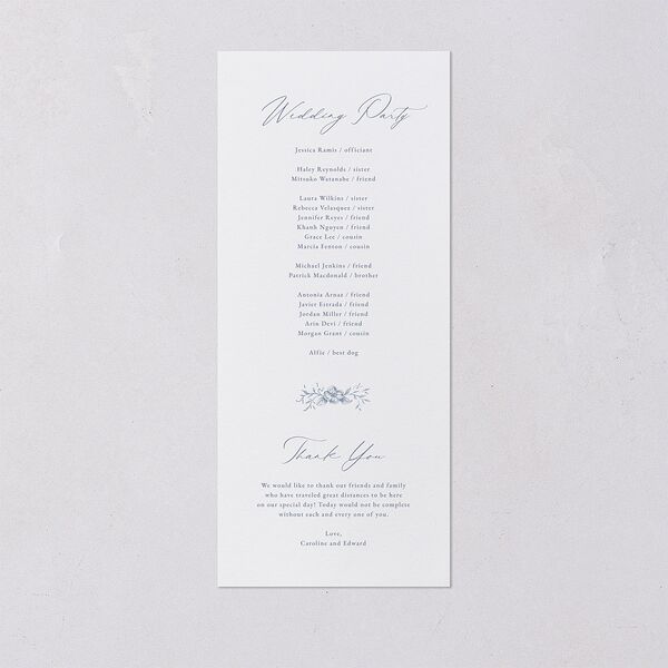 Antique Victorian Botanical Wedding Programs Dusty Blue Signature