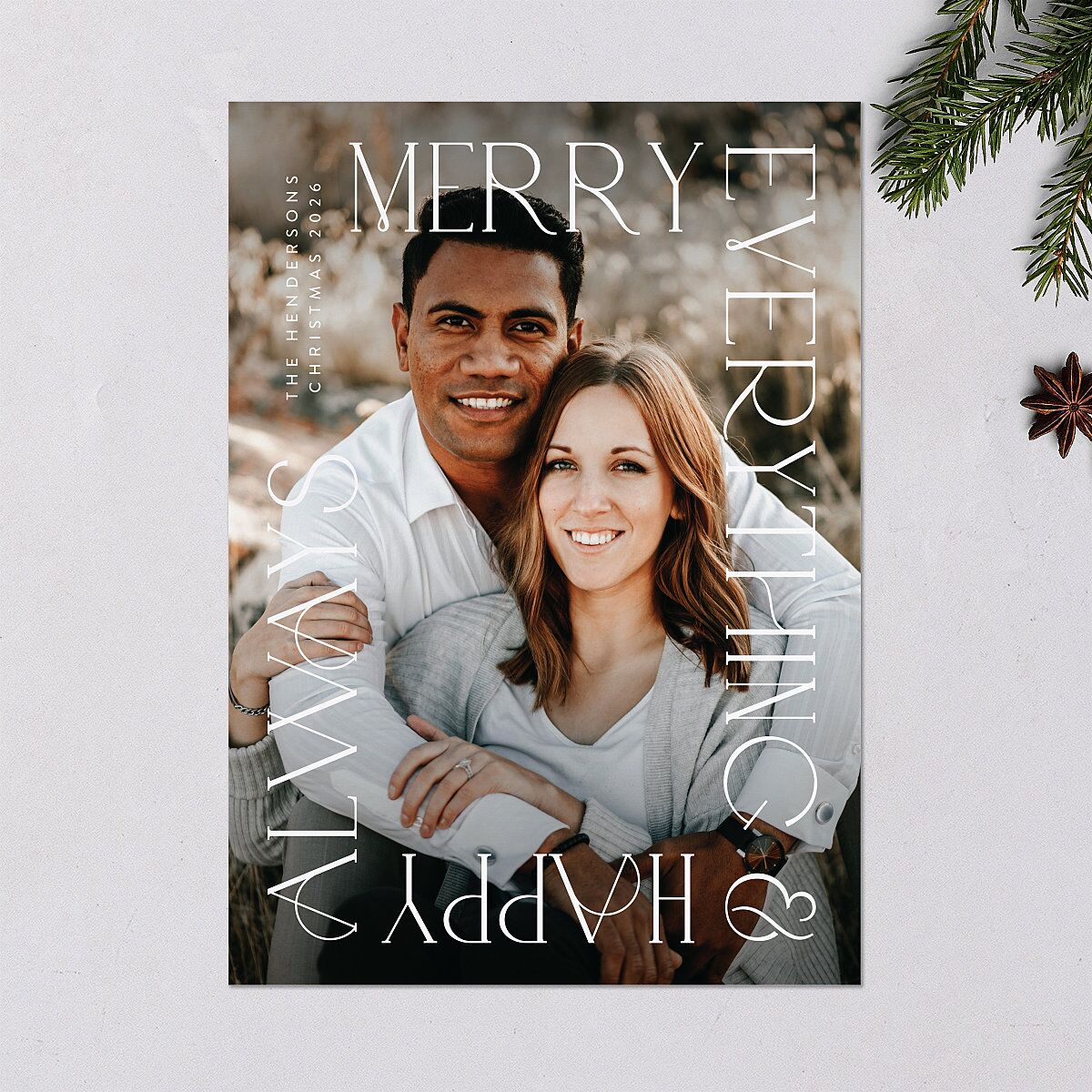 Merry Border Holiday Cards Jewel Red Signature Blank Portrait Standard