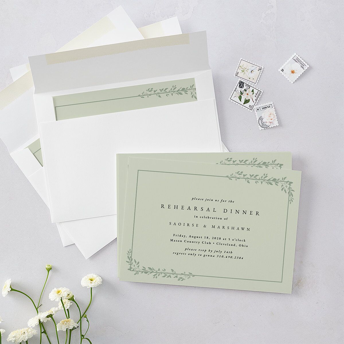 Dainty Frame Rehearsal Dinner Invitations Thyme Signature Blank Standard