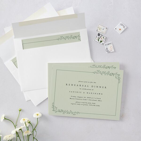 Dainty Frame Rehearsal Dinner Invitations Thyme Signature Blank Standard