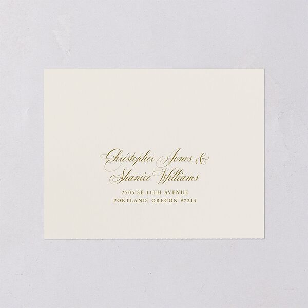 Black Tie Crest All-in-One Wedding Invitations Umber Signature Light Both Recipient and Return Addresses No