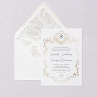 Vintage Regency Monogram Frame Foil Euro Envelope Liners Pure White Luxe