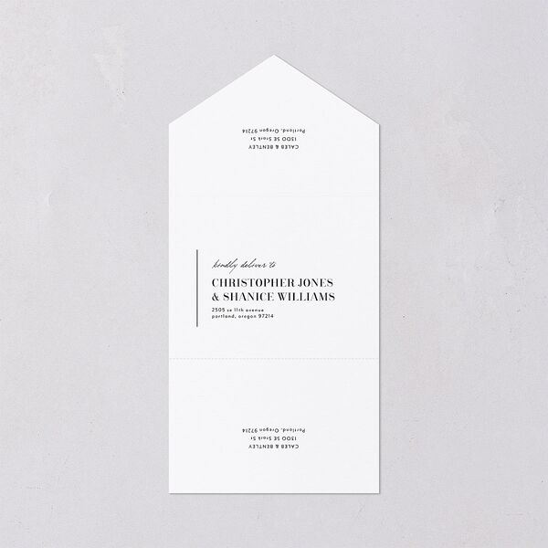 Classic Border All-in-One Wedding Invitations Pure White Signature Light Both Recipient and Return Addresses No