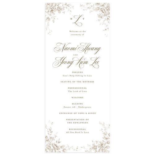 Vintage Florals Wedding Programs Sepia Signature