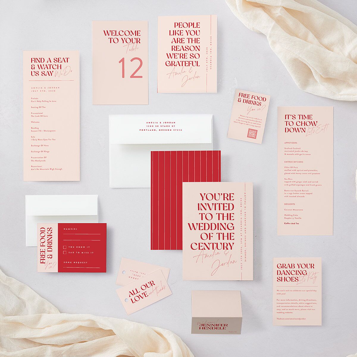 Wedding of the Century Wedding Invitations Rose Pink Signature Blank No Standard