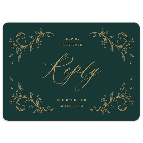 Dark Vintage Fantasy Wedding Response Cards Dark Emerald Signature Rounded
